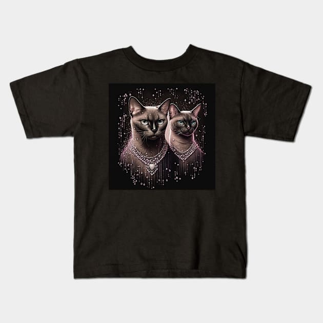 Luxury Burmese Cats Kids T-Shirt by Enchanted Reverie